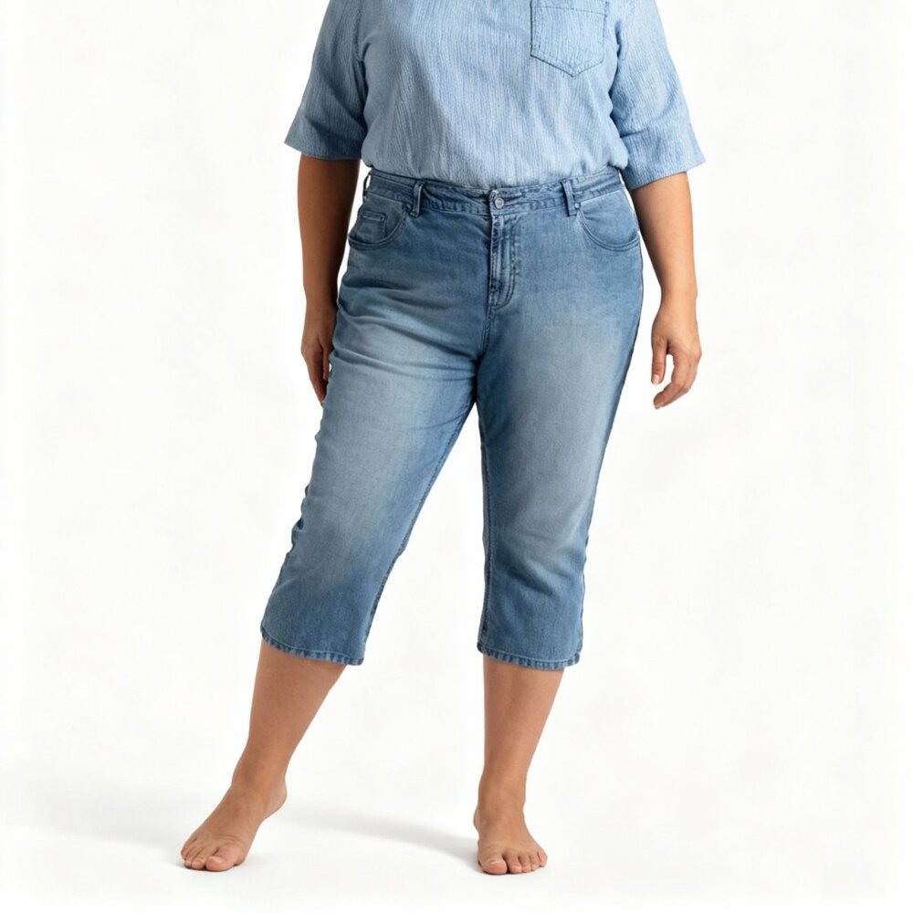 Stephen Hardy Women's Blue Straight Capri Squeeze Mom Jeans Plus Size 20W Short